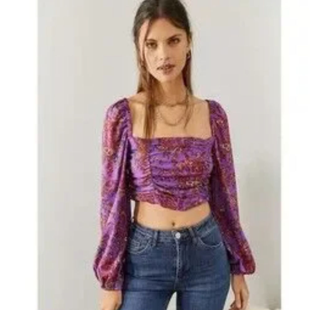 Urban Outfitters Purple Patterned Blouse